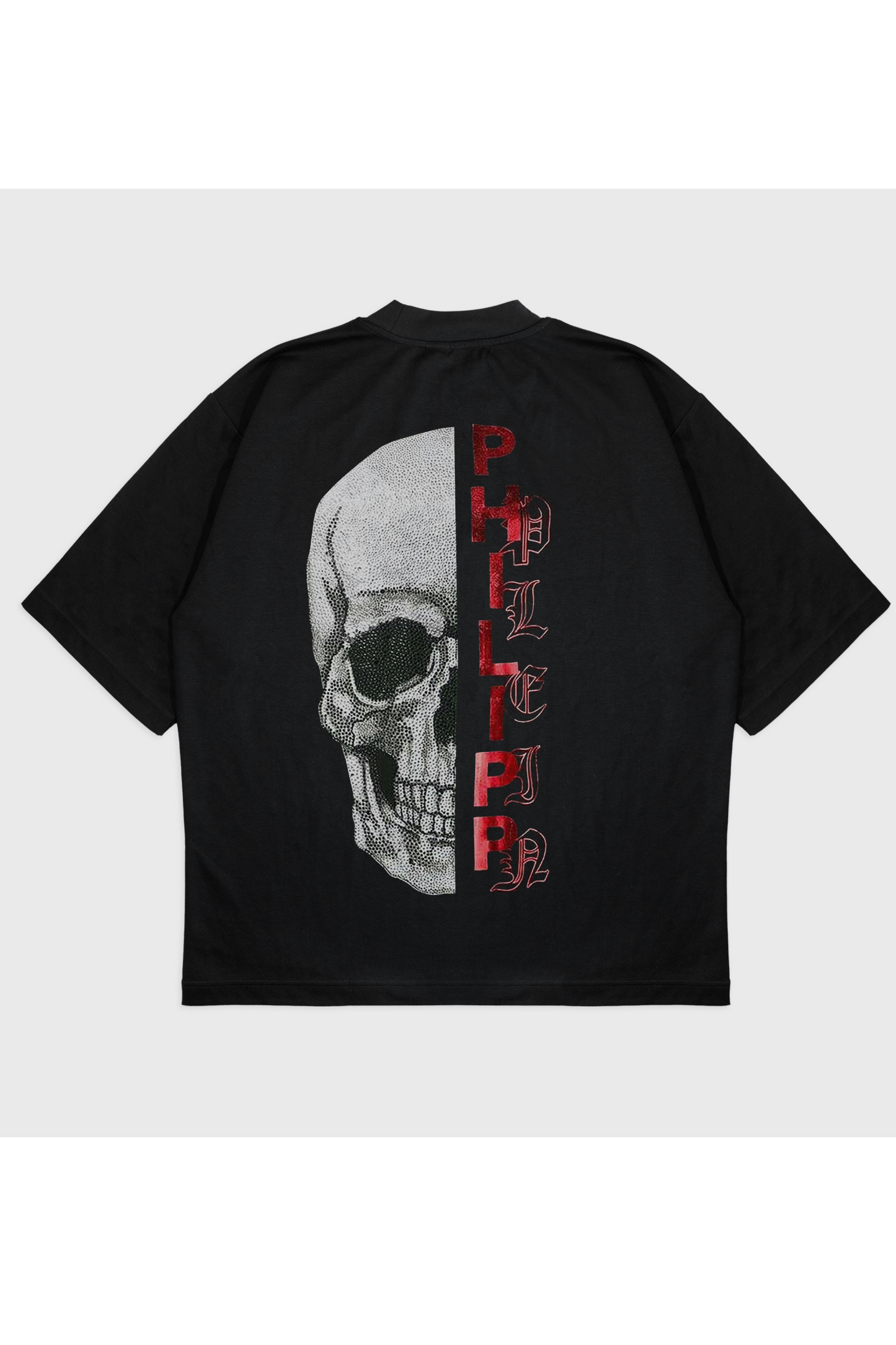 PAİN Philip Skull Oversize Siyah Tişört – Kuru Kafa Baskılı Premium Streetwear Unisex T-Shirt