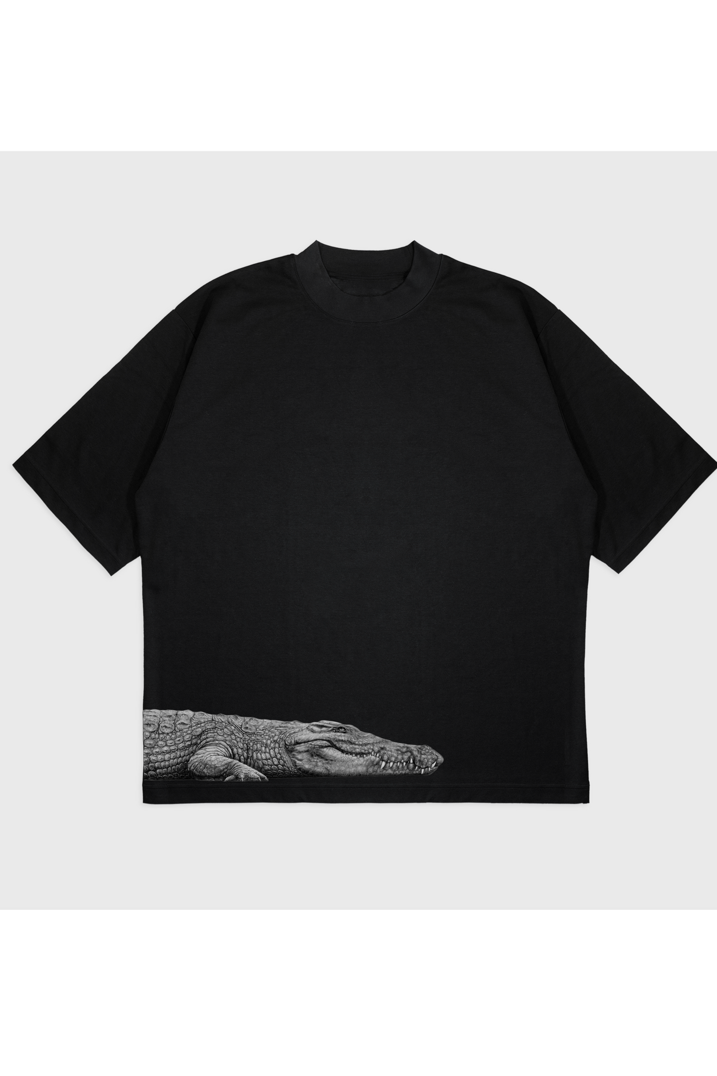 PAİN Crocodile Low Profile Oversize Siyah Tişört – Premium Streetwear Unisex T-Shirt