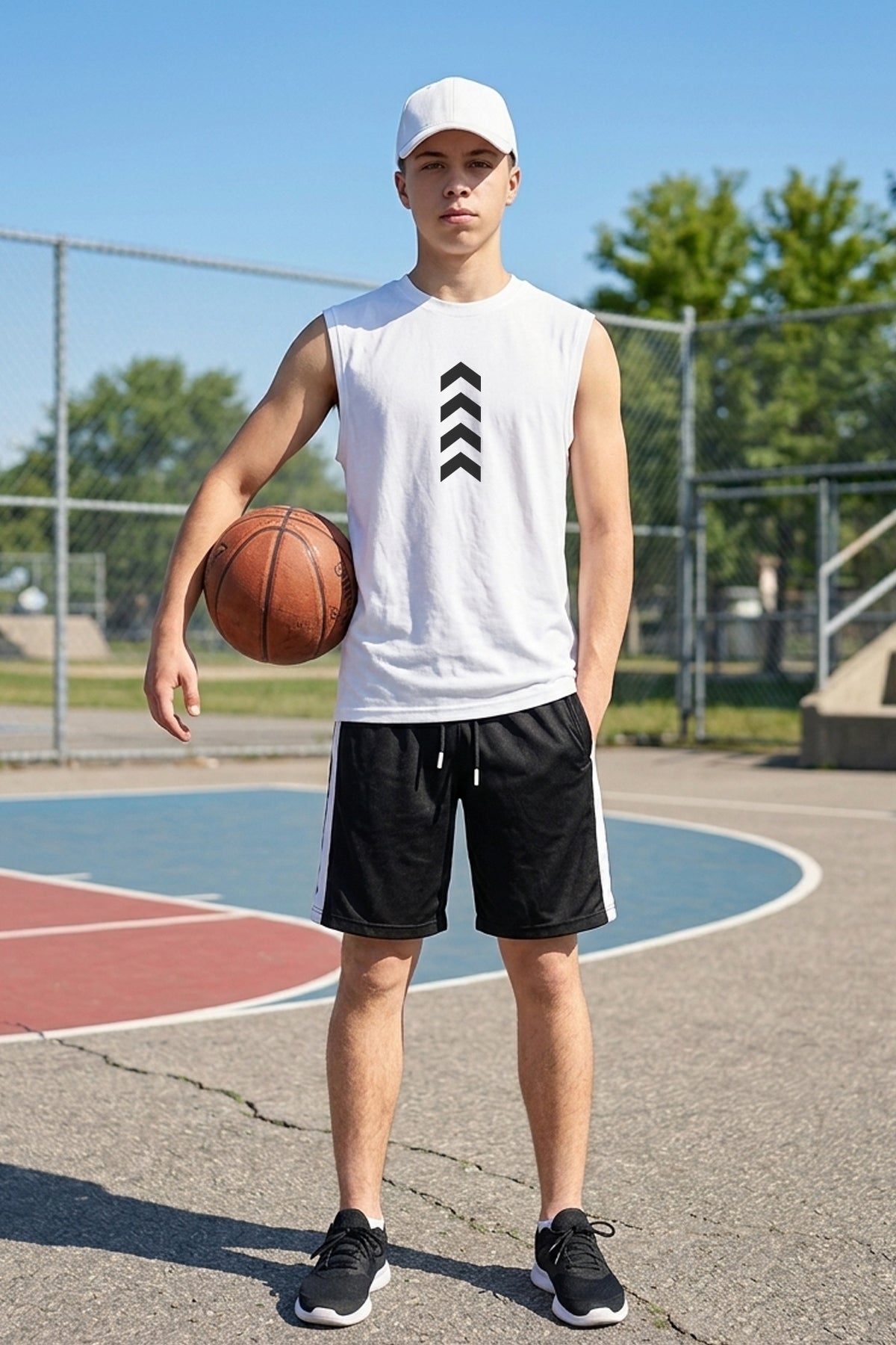 UP Baskılı Kolsuz Atlet Tshirt Erkek Sıfır Kol Giyim Spor Giyim Oversize